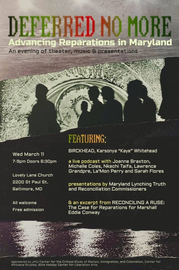 Flyer with Deferred No More event details.