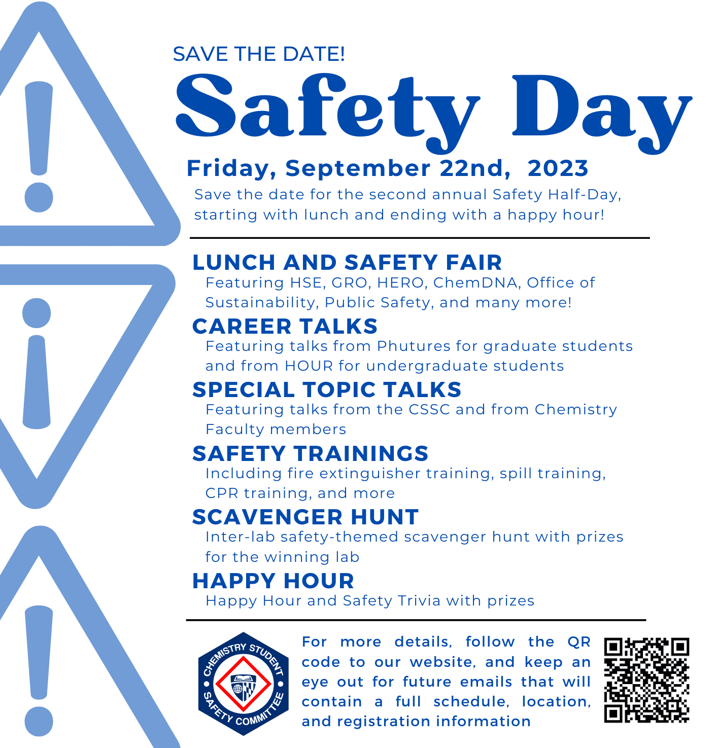 Save the Date! Safety Day | Chemistry Student Safety Committee | Johns ...