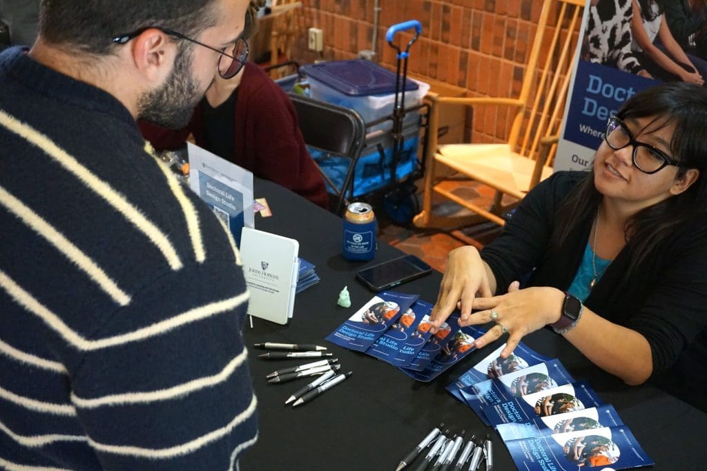 DLDS tabling talking to student