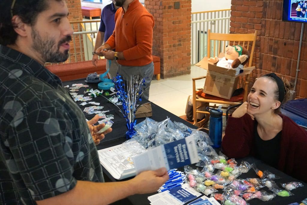 SDS tabling talking to student