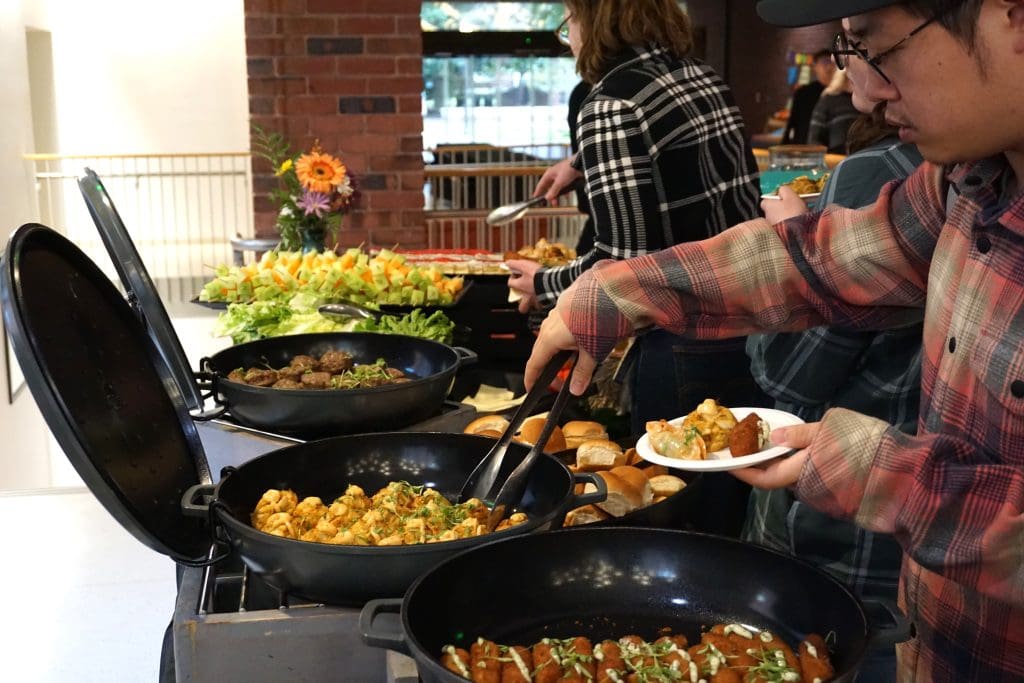 Catered dinner at the happy hour