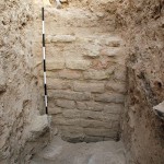 Lower Town South, deep trench, view of Middle Islamic baked brick wall.