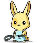 Fourth grade Rain the Rabbit wearing an apron and holding a whisk.