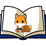 Fourth grade Fran the Fox holding a gaming controller in the middle of an open book.