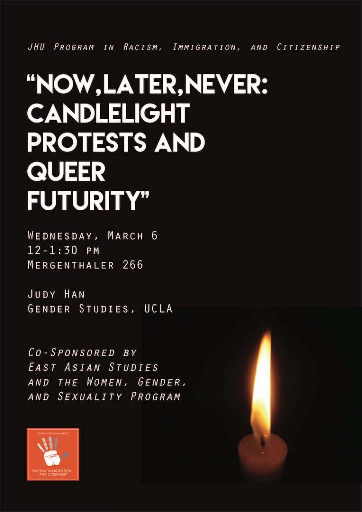 Judy Han Presents “Now, Later, Never: Candlelight Protests and Queer Futurity” on March 6