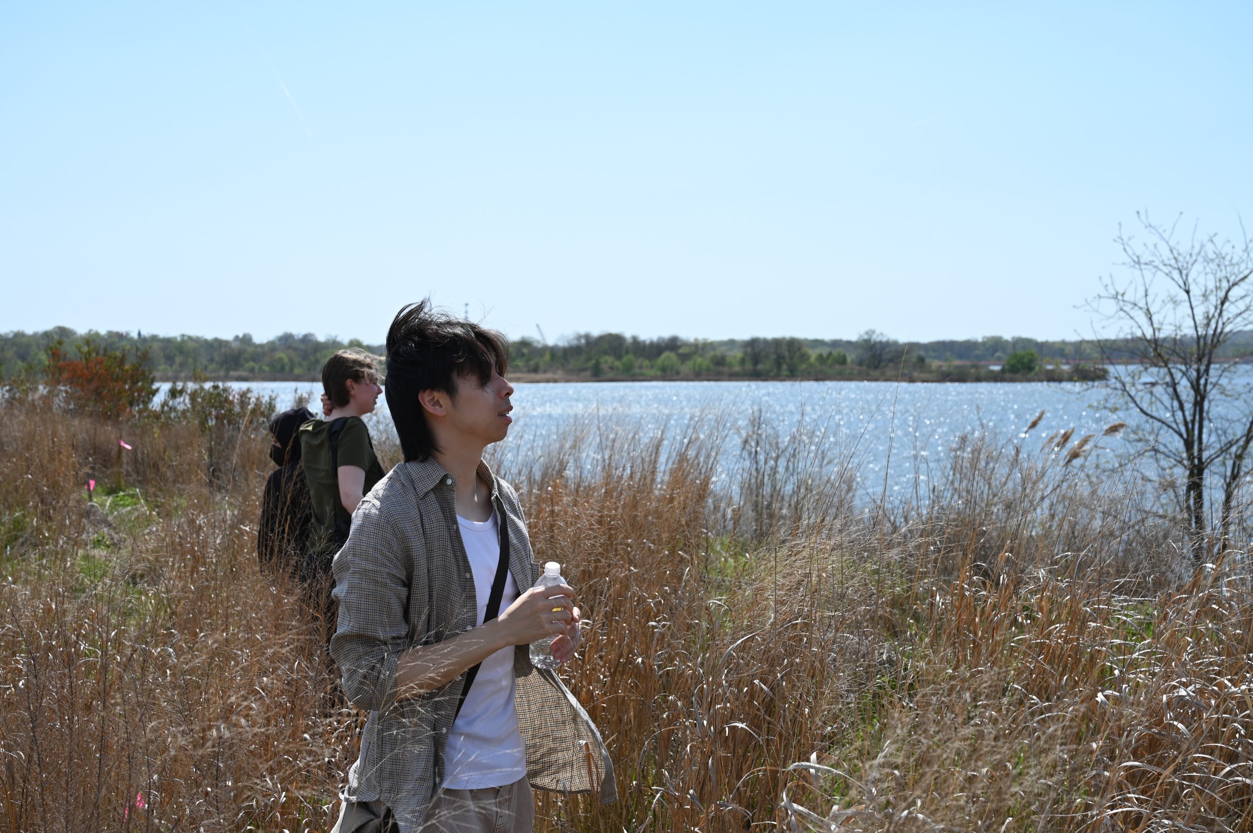 Students at Middle Branch shoreline