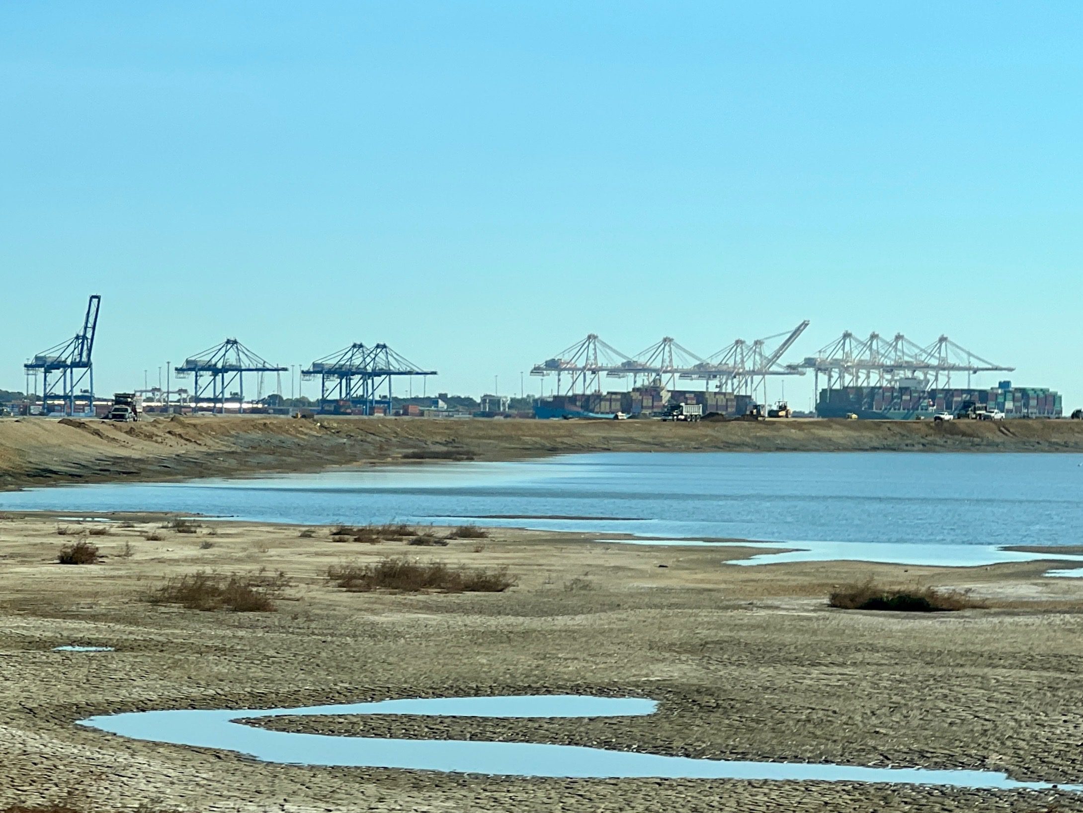 Gantry cranes and container ships at Seagirt Marine Terminal