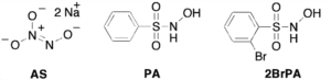 HNO donors: AS, Piloty's Acid, 2-bromoPiloty's acid