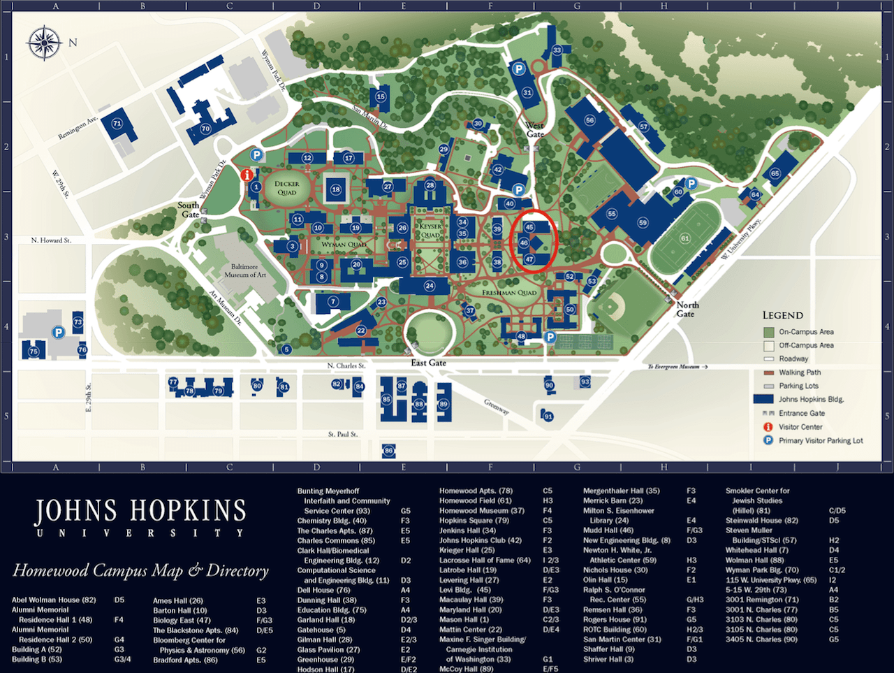 Johns Hopkins University Campus Map Contact Us | Van Doren Lab | Johns Hopkins University