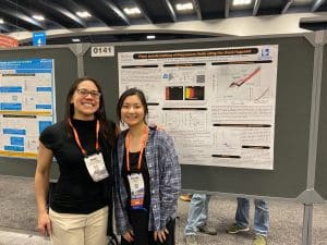 June Wicks (left) and Zixuan Ye (right) at the Fall 2019 AGU Meeting, San Francisco, CA