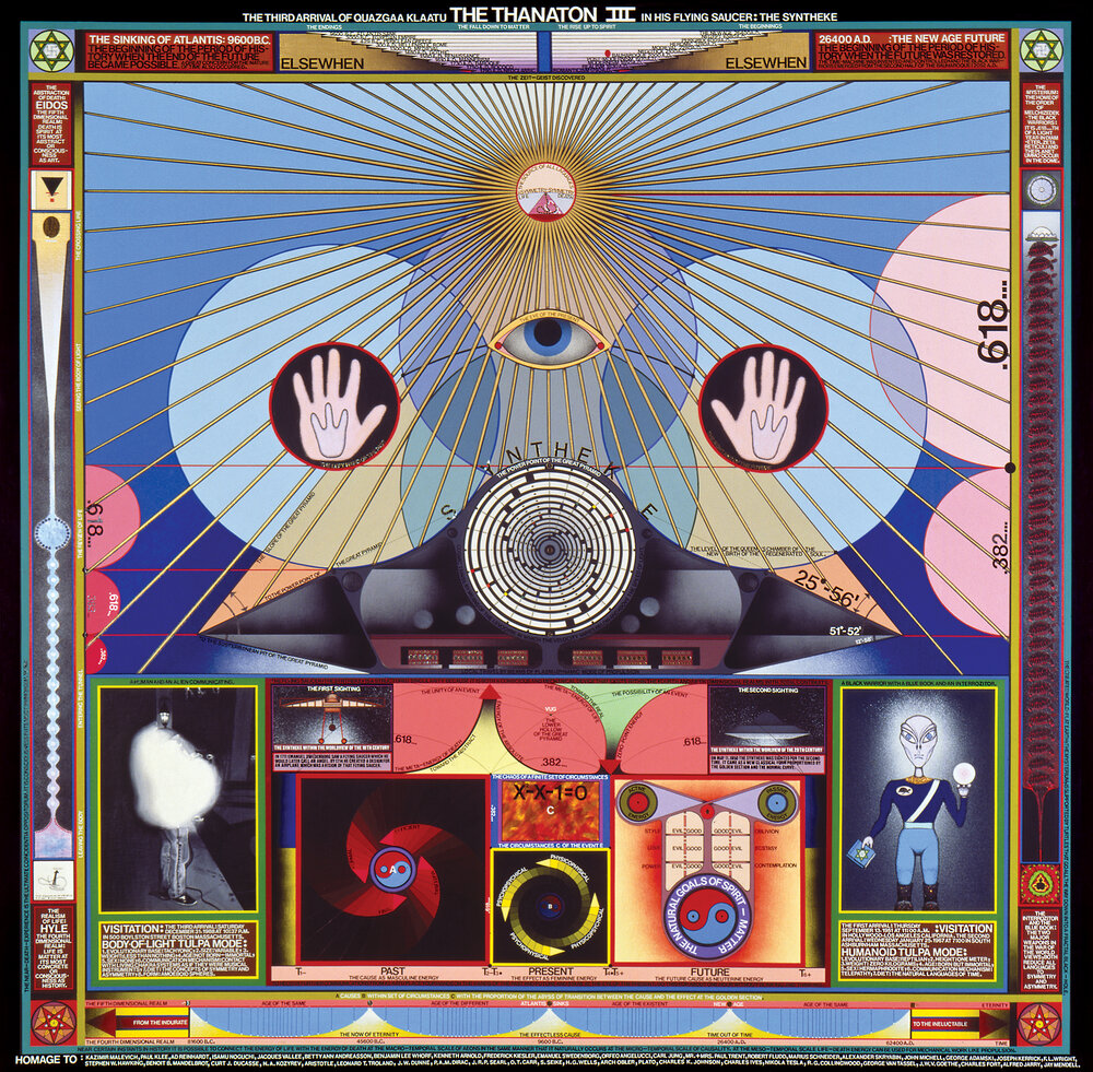 a painting by paul laffoley called Thanaton III