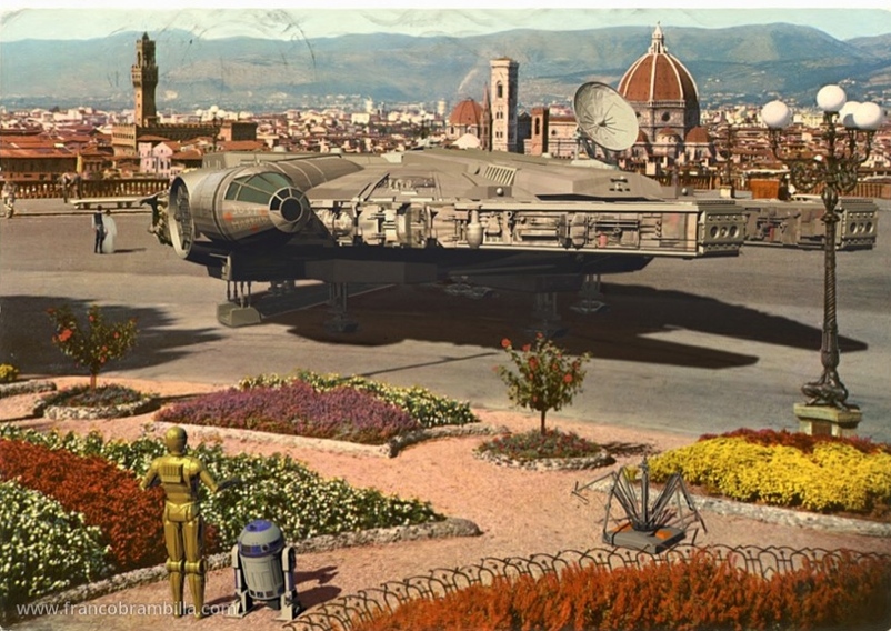 star wars characters and spaceship in florence, italy